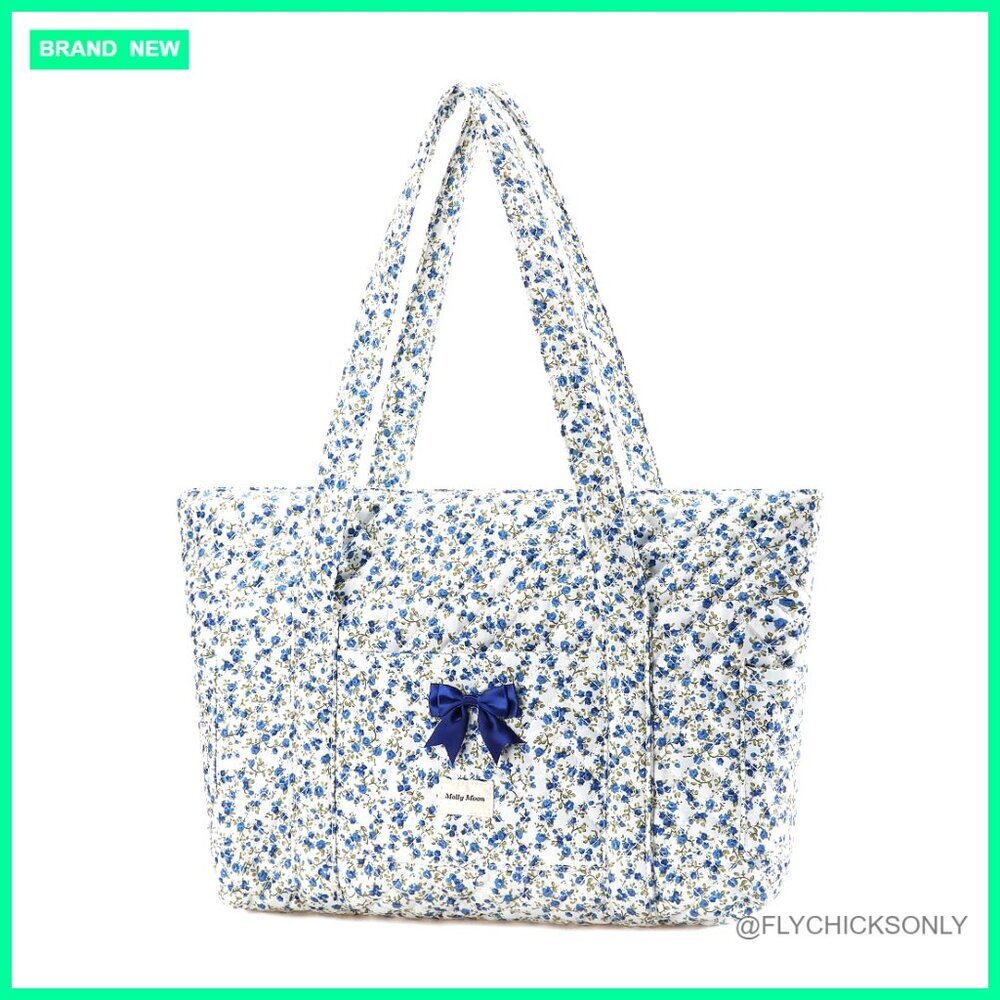 Quilted Tote Bag with Zipper, Detachable Coin Purse, Laptop Protection